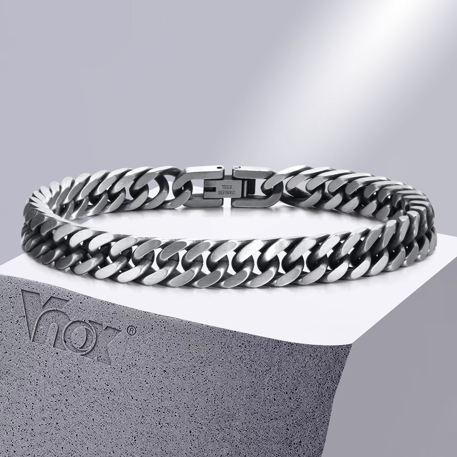 Ceramic Link Bracelet - Vnox klobige kubanische Retro-Kettenarmbänder für Herren,