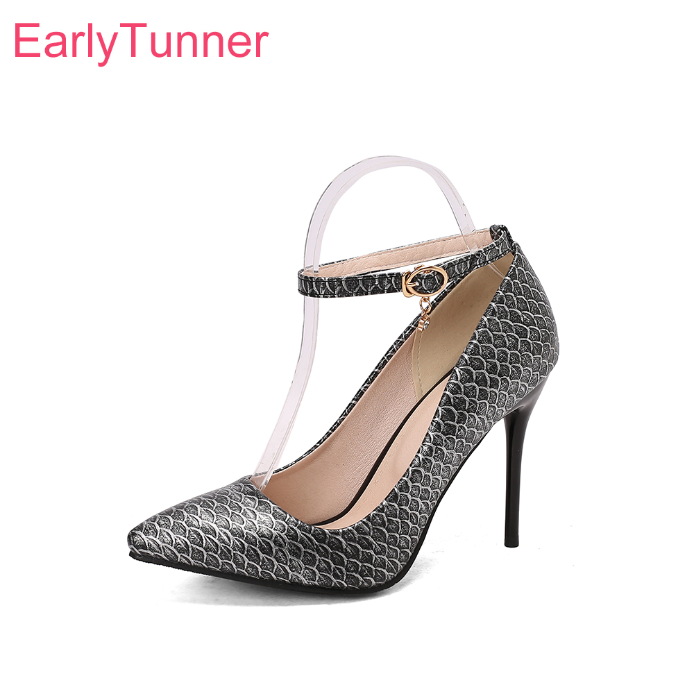 Leather Classic Strap - Brandneue Klassische Silber-Braune Damenpumps Spitze High