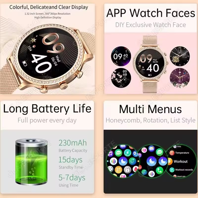 Elegante Damen-Smartwatch mit  – Smartwatch X12 Bewertung und Preis
